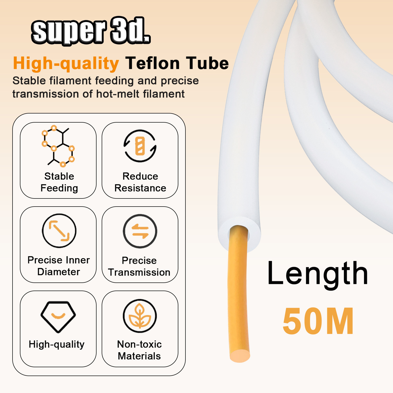 1/2/50M Bambu Lab PTFE Tube ID - Bowden Tube recension och pris